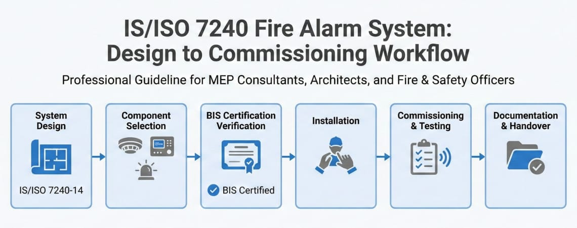 Fire alarm system specification process for IS/ISO 7240 compliance verification MEP consultants